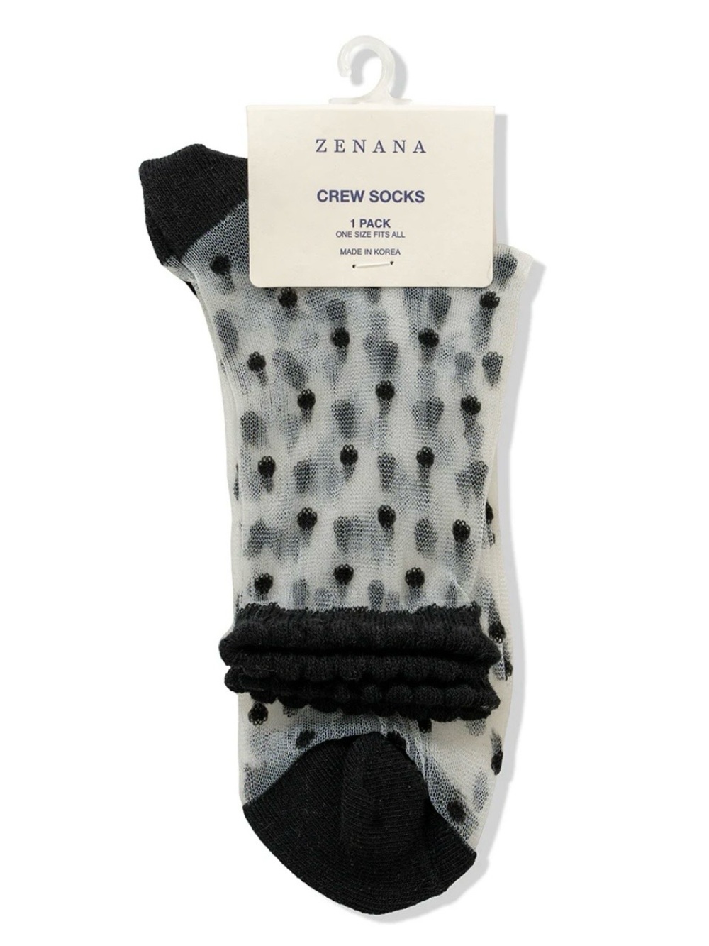 Zenana Sheer Polka Dot Ankle Socks - Black